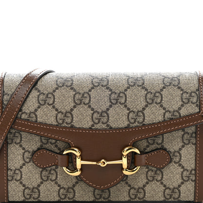 Gucci GG Supreme Monogram Mini Horsebit 1955 Shoulder Bag Beige Brown Sugar 8 of 11