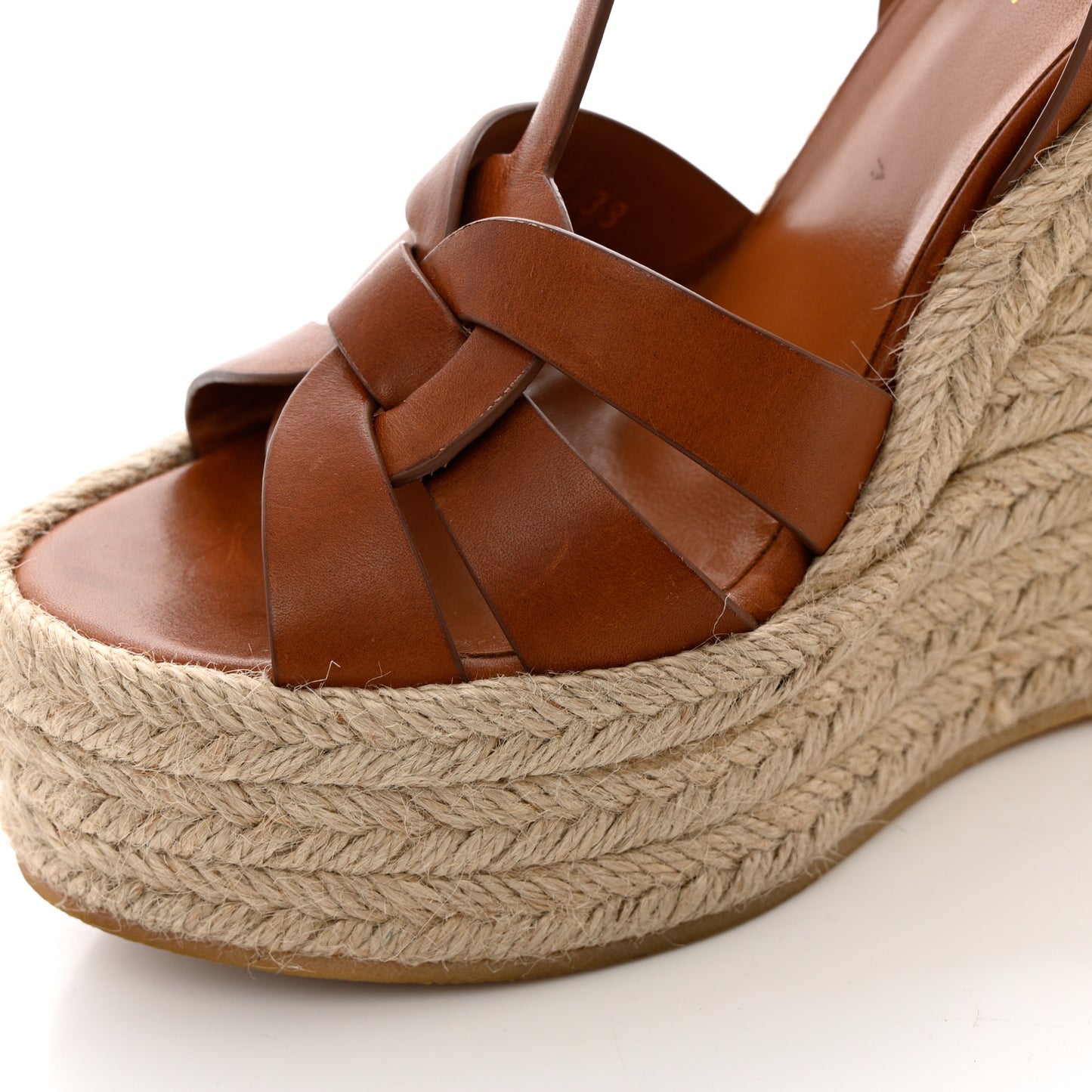 Calfskin 85 Platform Espadrille Wedge Sandals 38 Brown