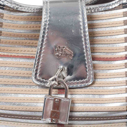 Burberry House Check Sliced Brook Hobo Metallic Silver 6 of 10