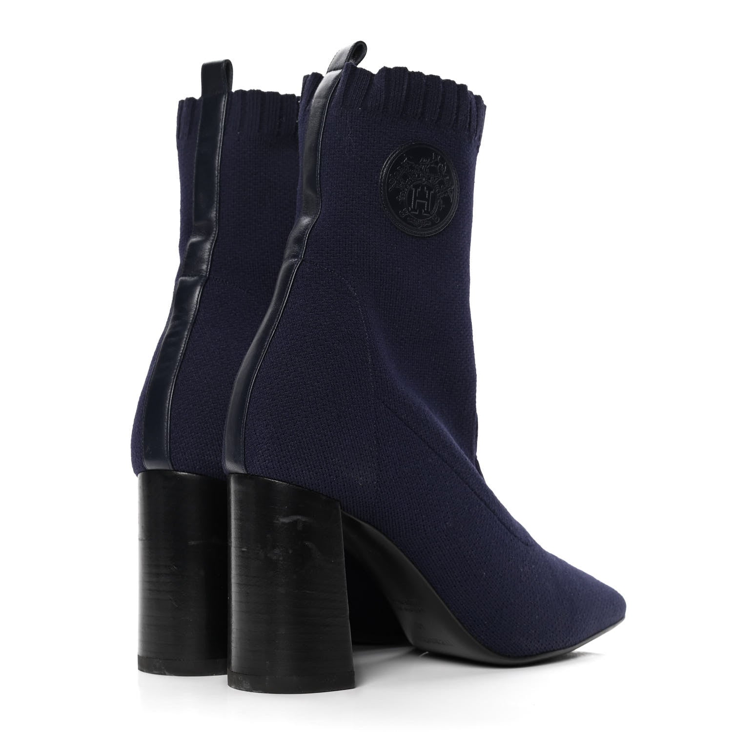 Hermes Knit Calfskin Volver Ankle Boots 40 Bleu Diplomatique 4 of 8