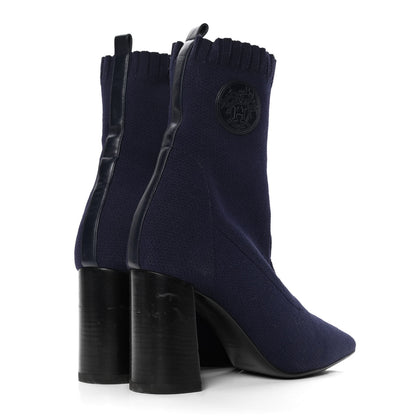 Hermes Knit Calfskin Volver Ankle Boots 40 Bleu Diplomatique 4 of 8