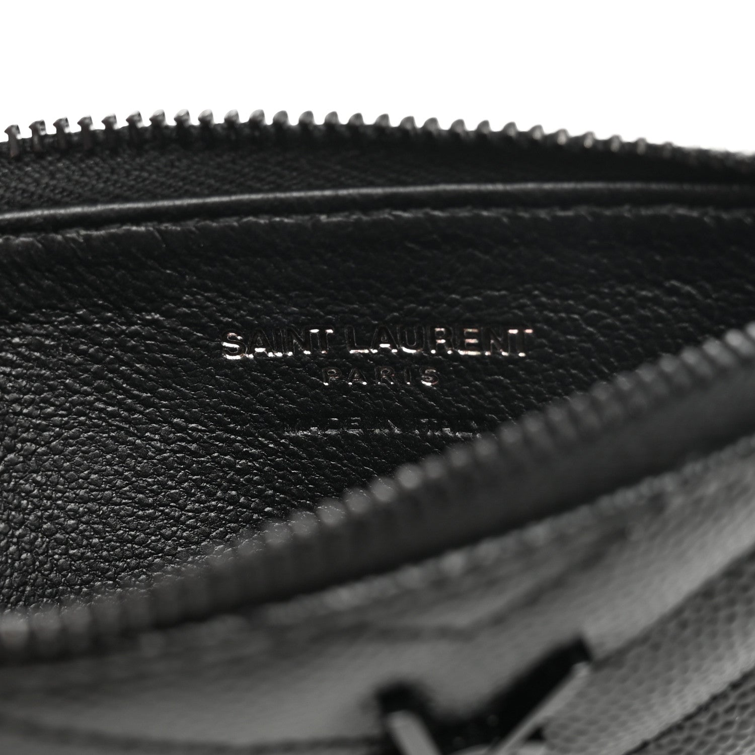 Saint Laurent Grain De Poudre Matelasse Chevron Monogram Fragments Zippered Card Case Black 6 of 8