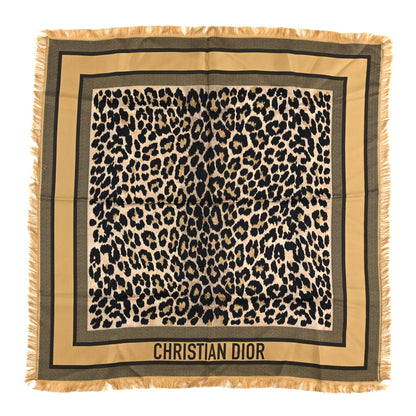 Christian Dior Silk Leopard Print Fringe Scarf Fantai 1 of 4
