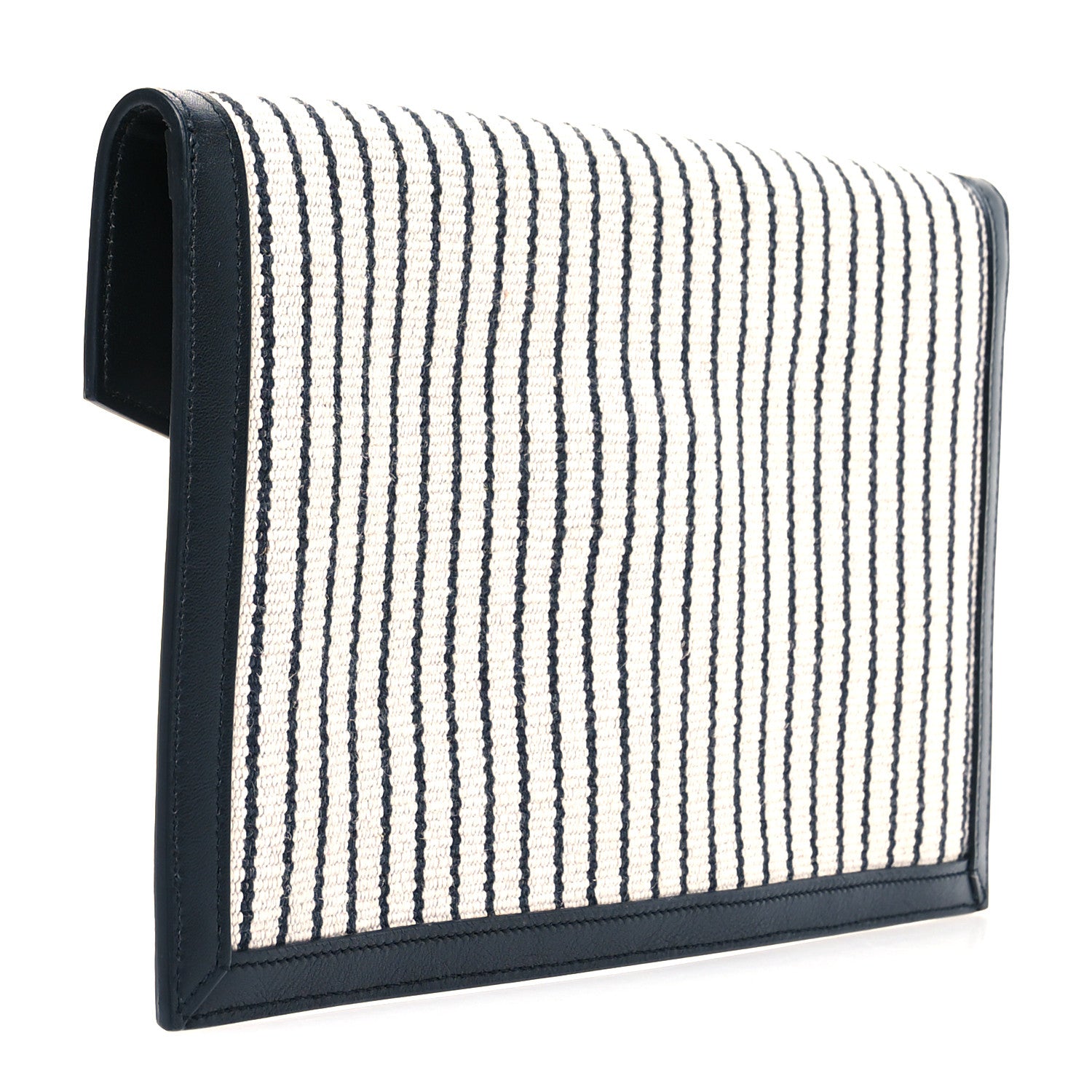 Saint Laurent Canvas Striped Uptown Pouch Beige Black 3 of 8