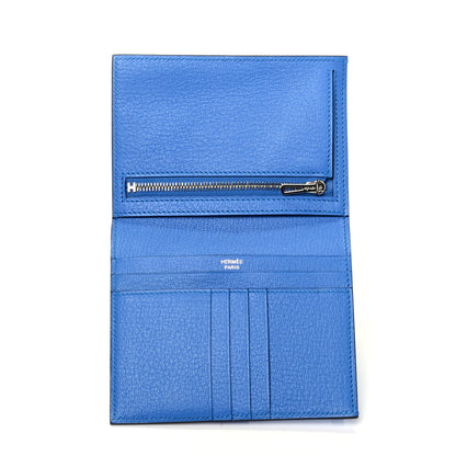 Hermes Ostrich Bearn Compact Wallet Bleuet 5 of 7