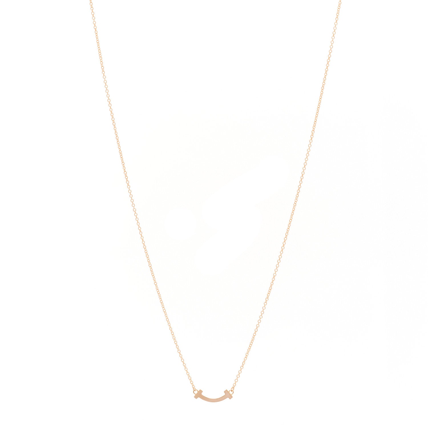 Tiffany 18K Rose Gold Mini T Smile Pendant Necklace 1 of 5