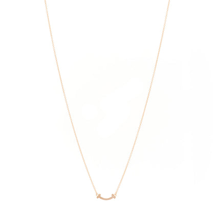 Tiffany 18K Rose Gold Mini T Smile Pendant Necklace 1 of 5