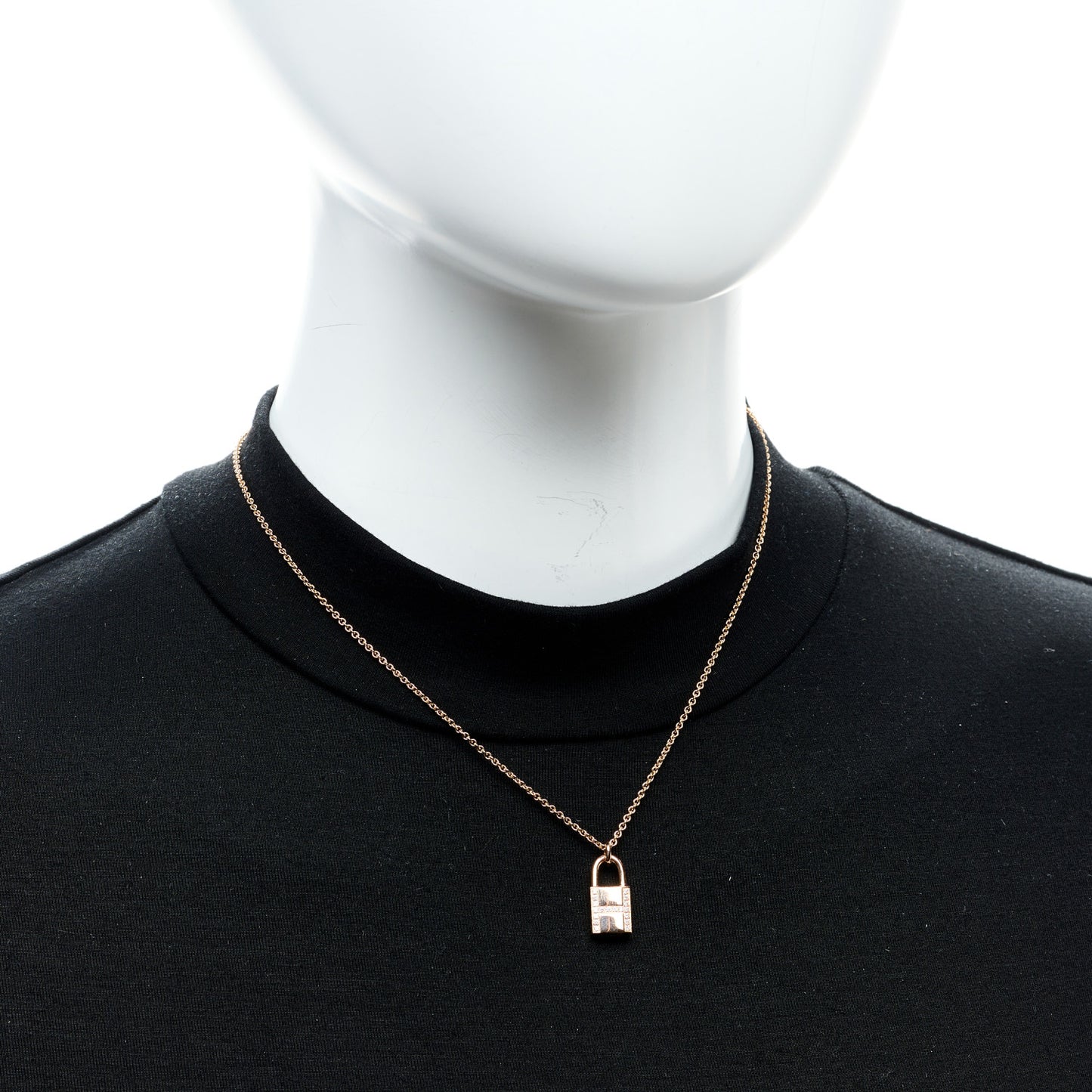 18K Rose Gold Diamond Amulettes Cadenas Pendant Necklace