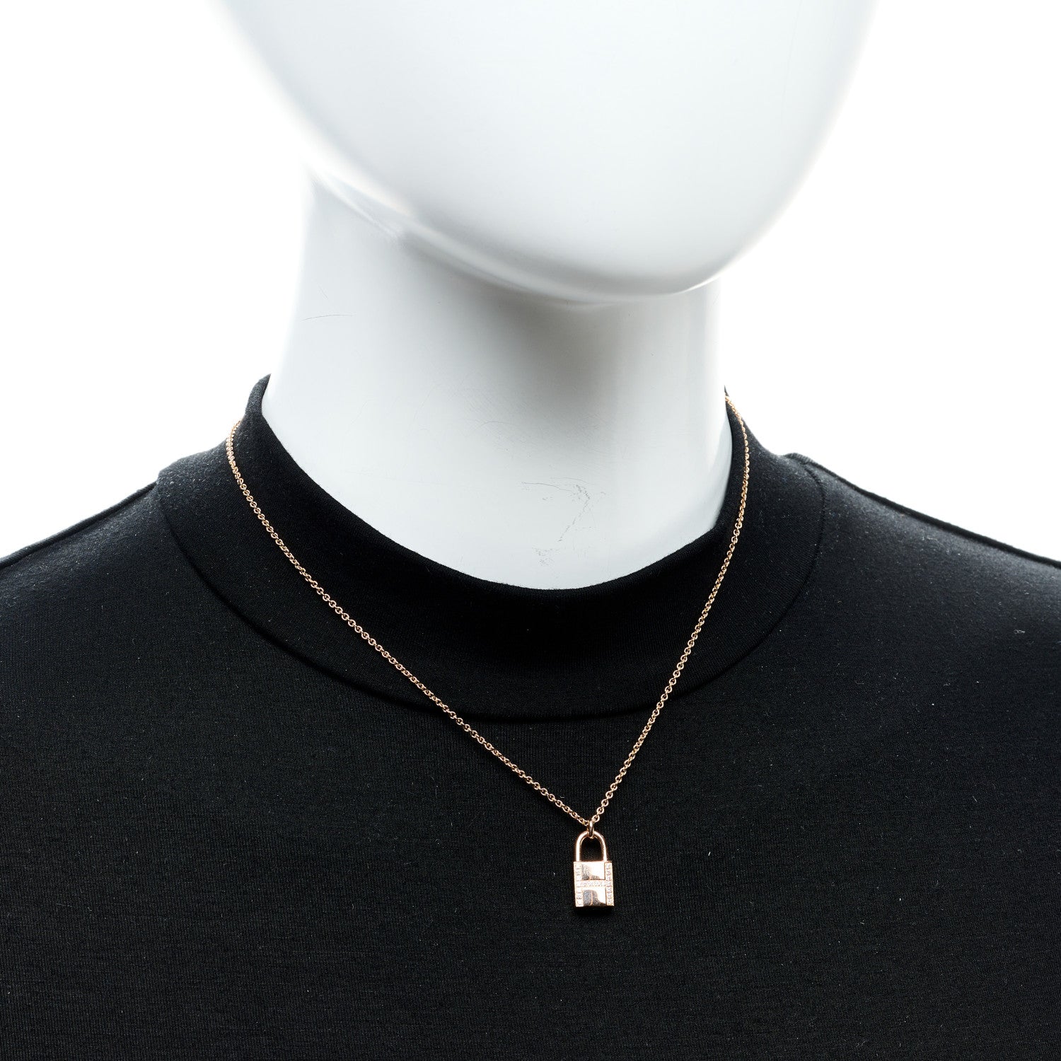 Hermes 18K Rose Gold Diamond Amulettes Cadenas Pendant Necklace 2 of 6