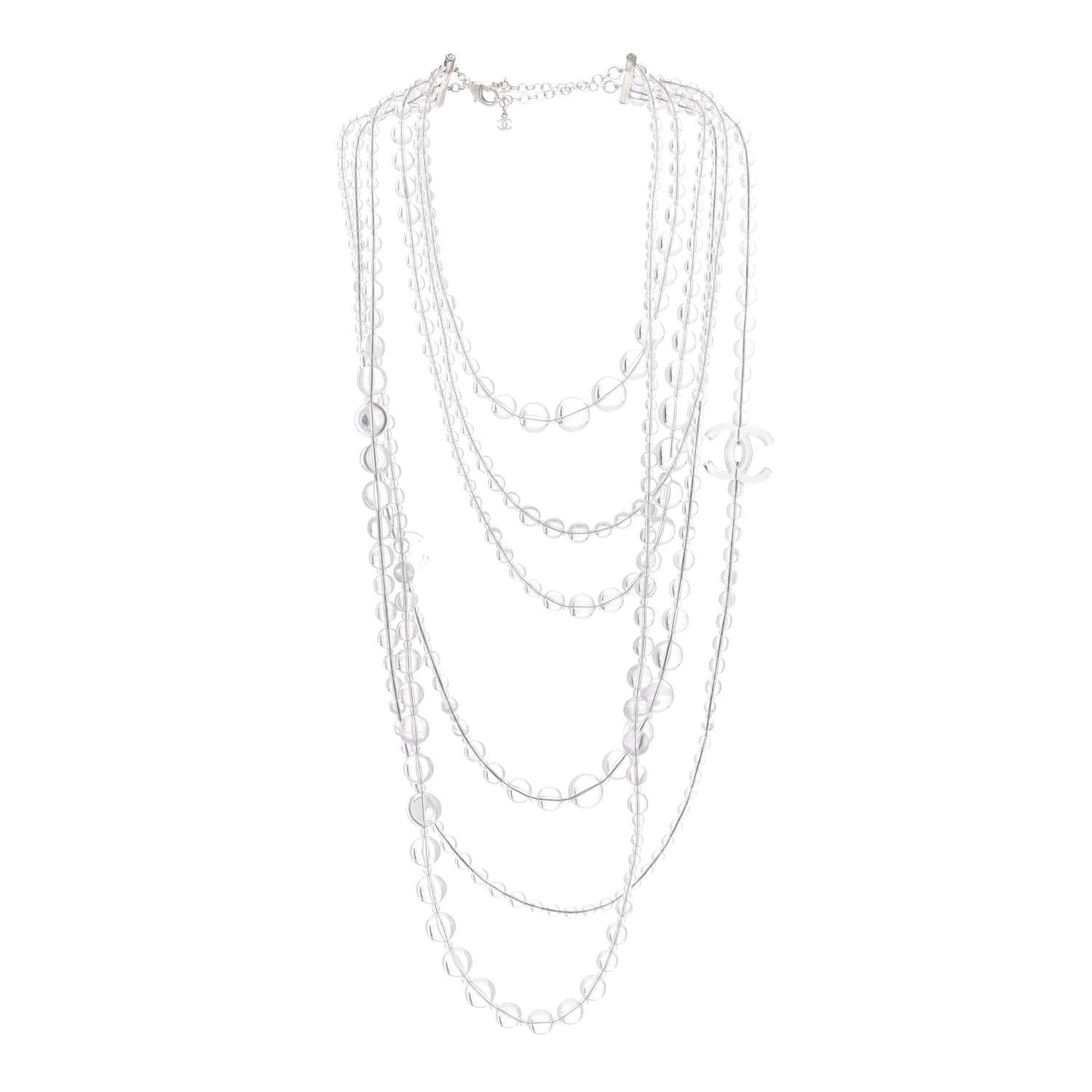 Crystal CC Multi Strand Long Chain Necklace Transparent