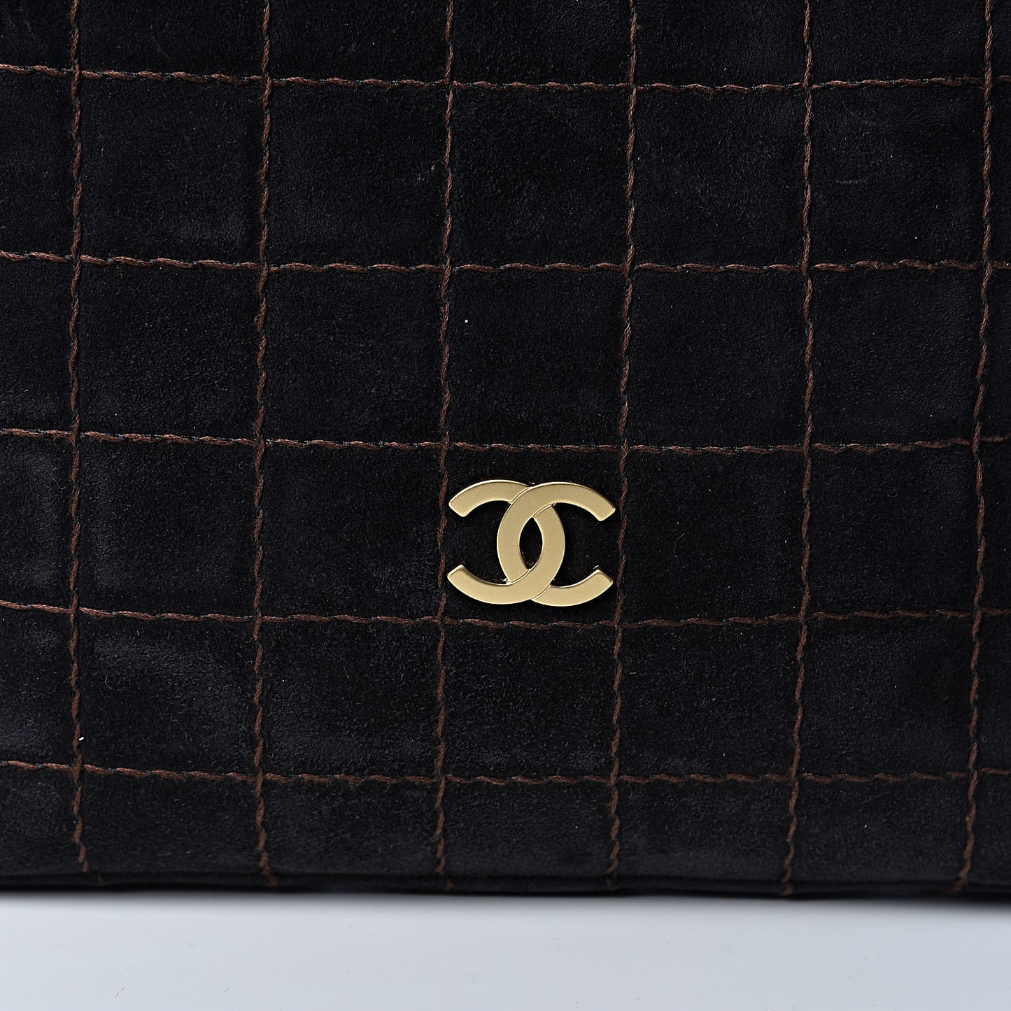 Suede Stitched Shoulder Bag Black