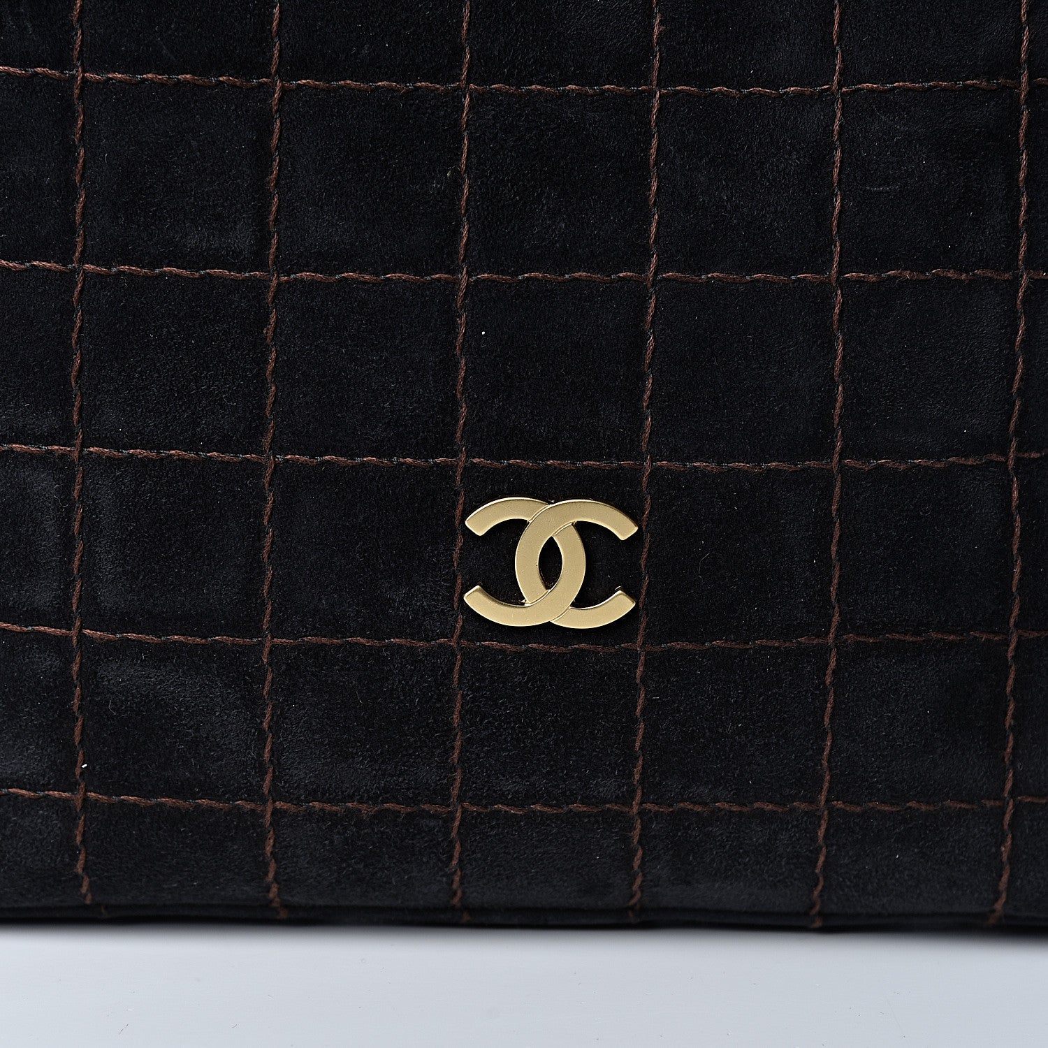 Chanel Suede Stitched Shoulder Bag Black 9 of 11