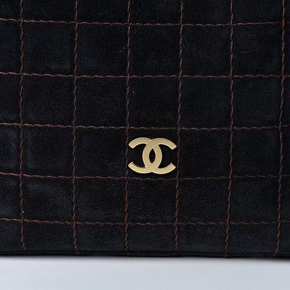 Chanel Suede Stitched Shoulder Bag Black 9 of 11