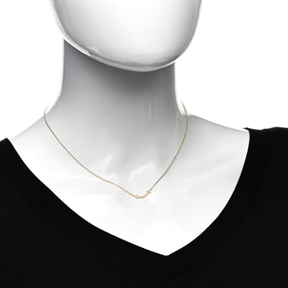 Tiffany 18K Yellow Gold Diamond Mini T Smile Pendant Necklace 2 of 6
