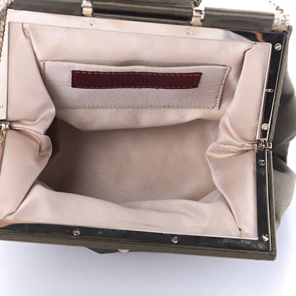 Valentino Garavani Satin Crystal Embellished Clutch Green 5 of 11
