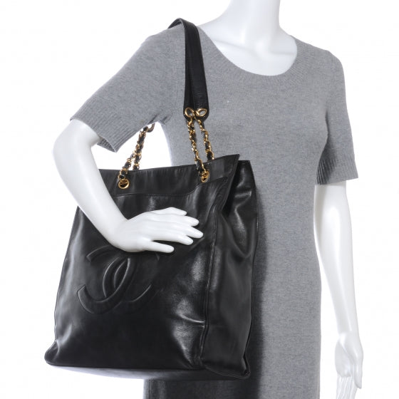Chanel Lambskin CC Shopper Tote Black 2 of 6