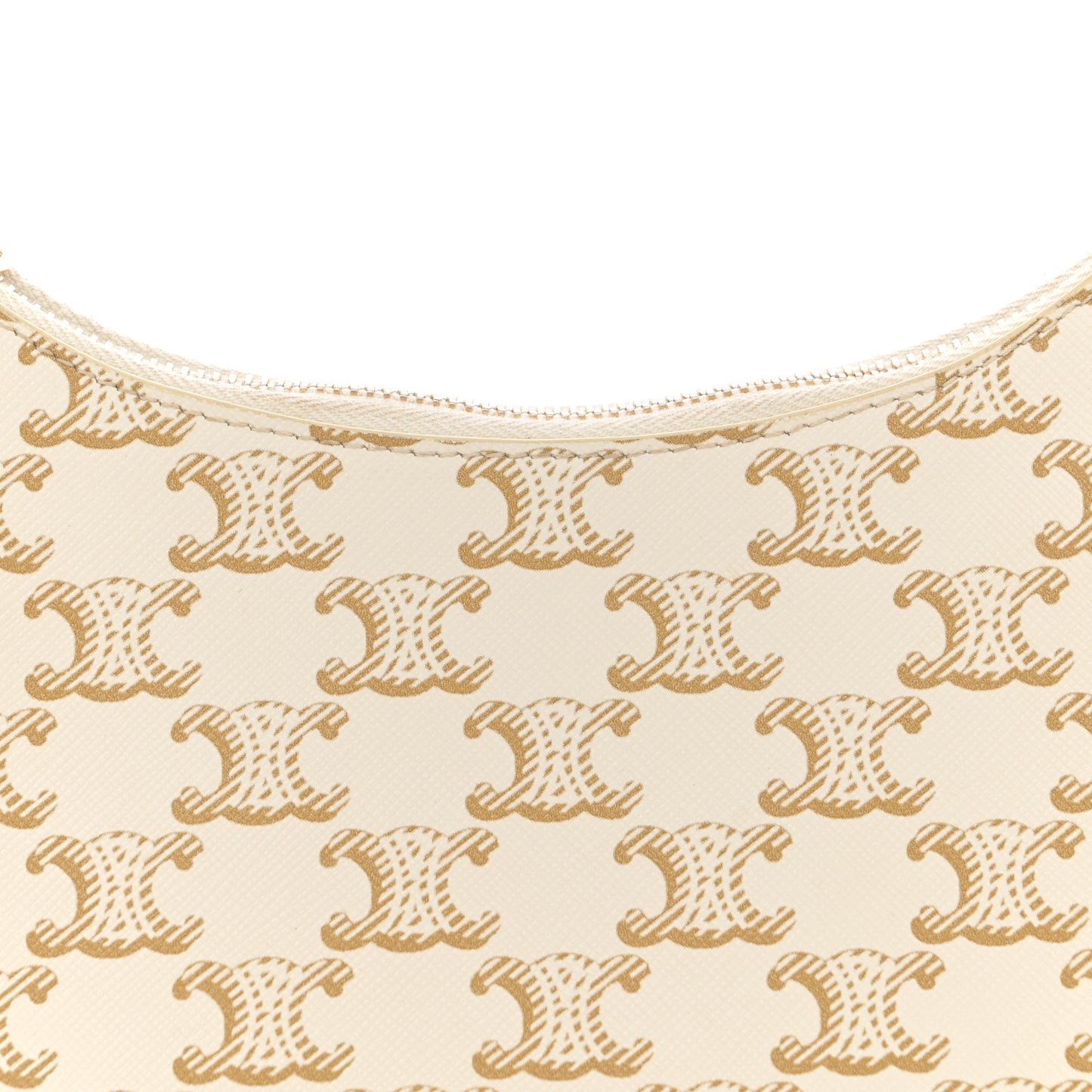 Canvas Calfskin Ava Triomphe Shoulder Bag White