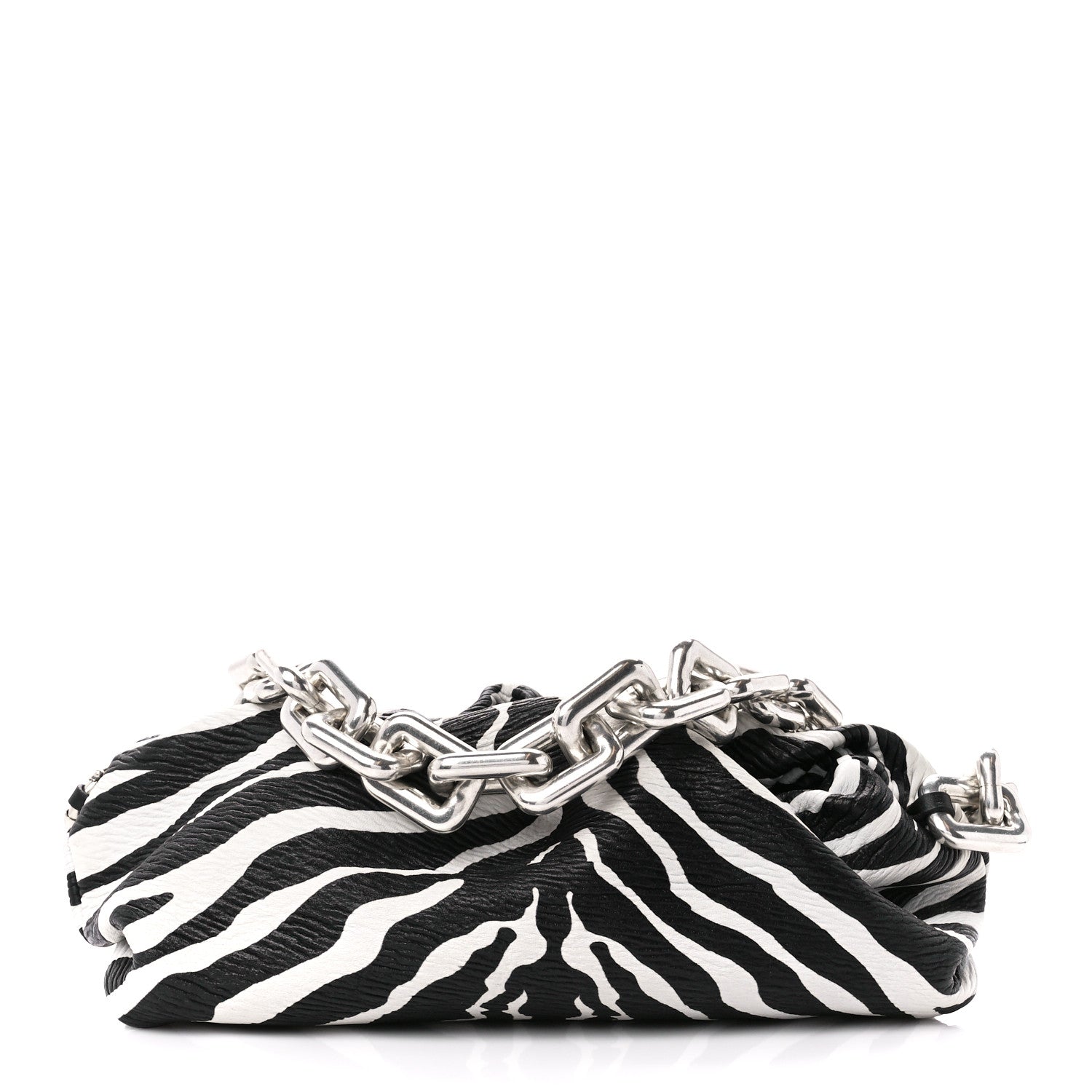 Bottega Veneta Nappa Zebra Print The Pouch Chain White Black 1 of 11
