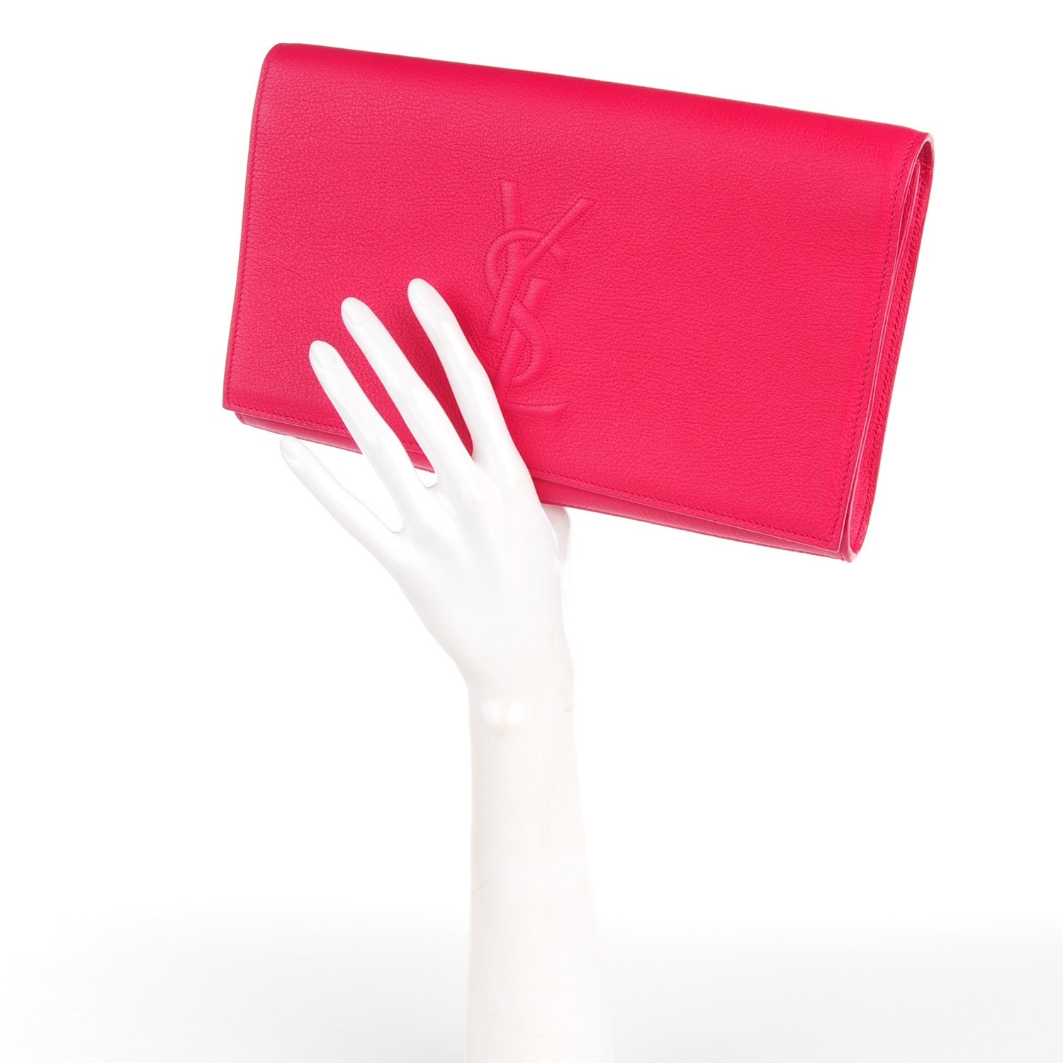 Saint Laurent Calfskin Monogram Belle De Jour Clutch Fuchsia 2 of 7