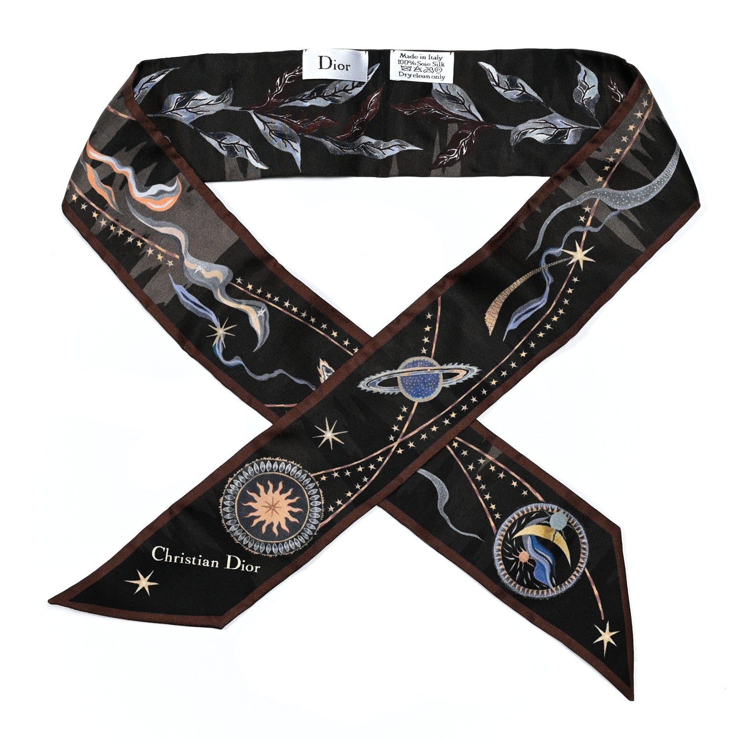 Christian Dior Silk Air Mitzah Scarf Brown Beige 1 of 3