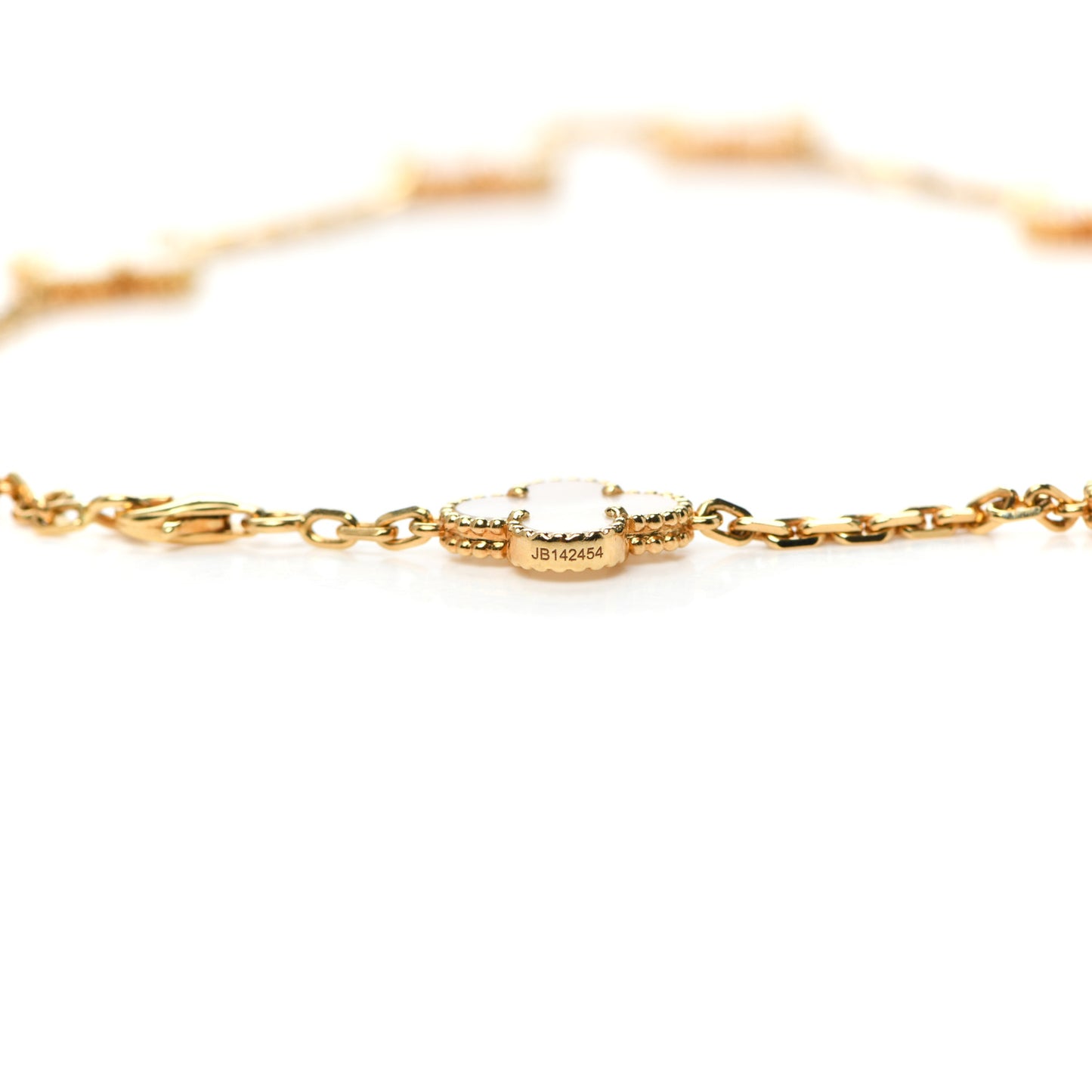 18K Yellow Gold Mother of Pearl 10 Motifs Vintage Alhambra Necklace