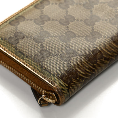 Gucci Crystal Monogram Metal Bar Zip Around Wallet Gold 9 of 9