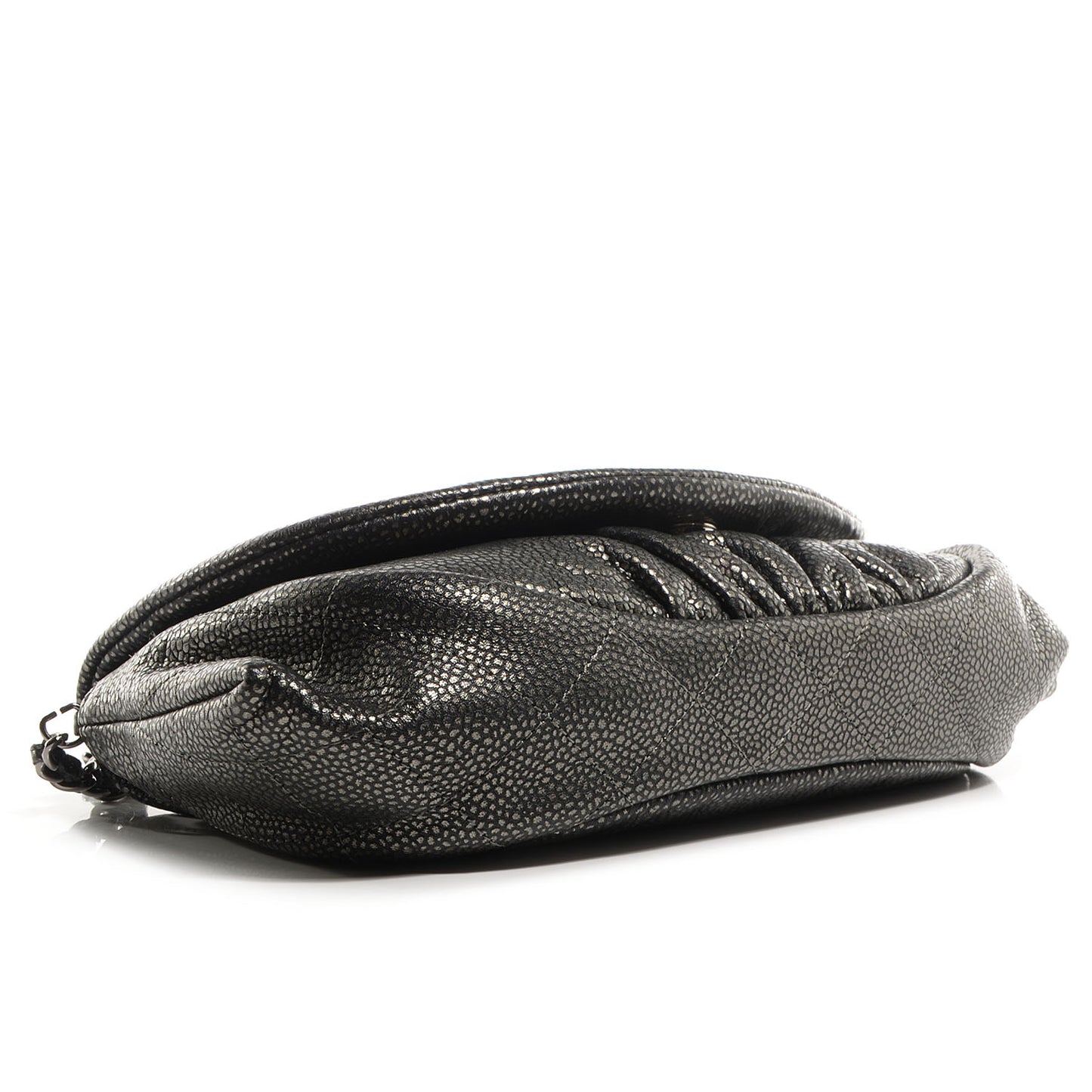 Metallic Caviar Half Moon Wallet On Chain WOC Dark Silver
