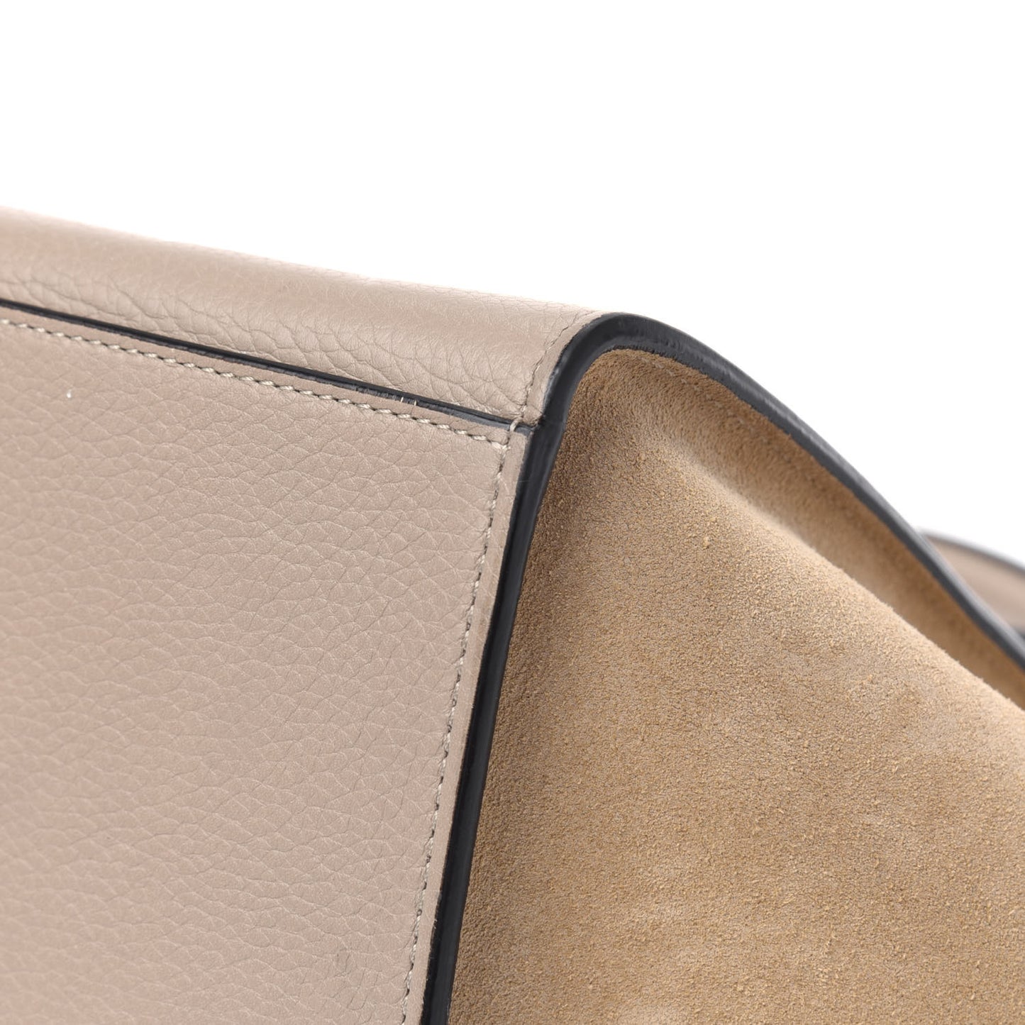 Drummed Calfskin Suede Small Trapeze Dune