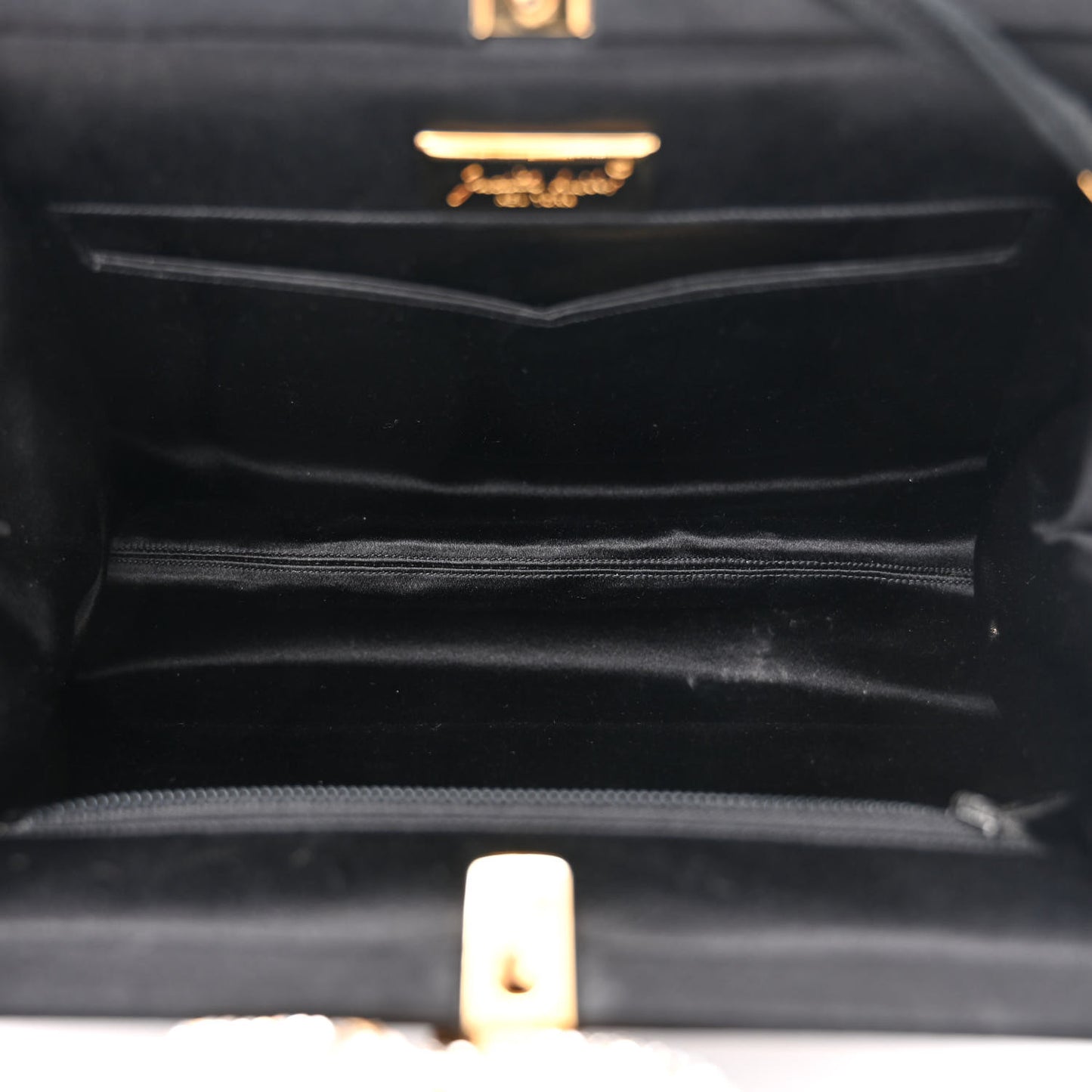 Satin Crystal Panther Clutch Black