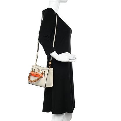 Gucci Wonka Grain Calfskin Mini Diana Tote Bag Mystic White Orange Fluo 2 of 10