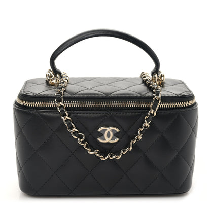 Chanel Lambskin Quilted Small Top Handle Vanity Case With Chain Black 1 of 8