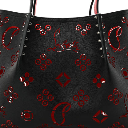 Christian Louboutin Calfskin Loubinthesky Perforated Cabarock Spikes Tote Black 7 of 10