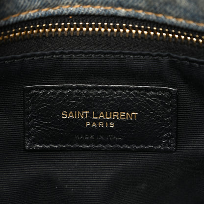 Saint Laurent Denim Quilted Small Loulou Puffer Monogram Chain Satchel Blue Cinnamon 6 of 12