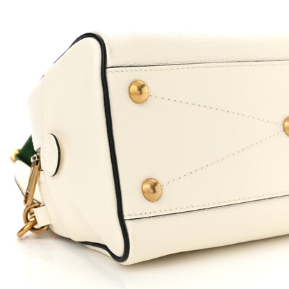 Gucci X ADIDAS Textured Dollar Calfskin Web Trefoil Logo Embossed Mini Bowling Bag Off White 9 of 14