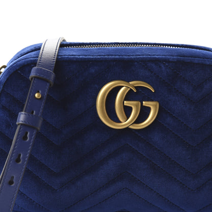 Gucci Velvet Matelasse Small GG Marmont Chain Shoulder Bag Cobalt 9 of 9
