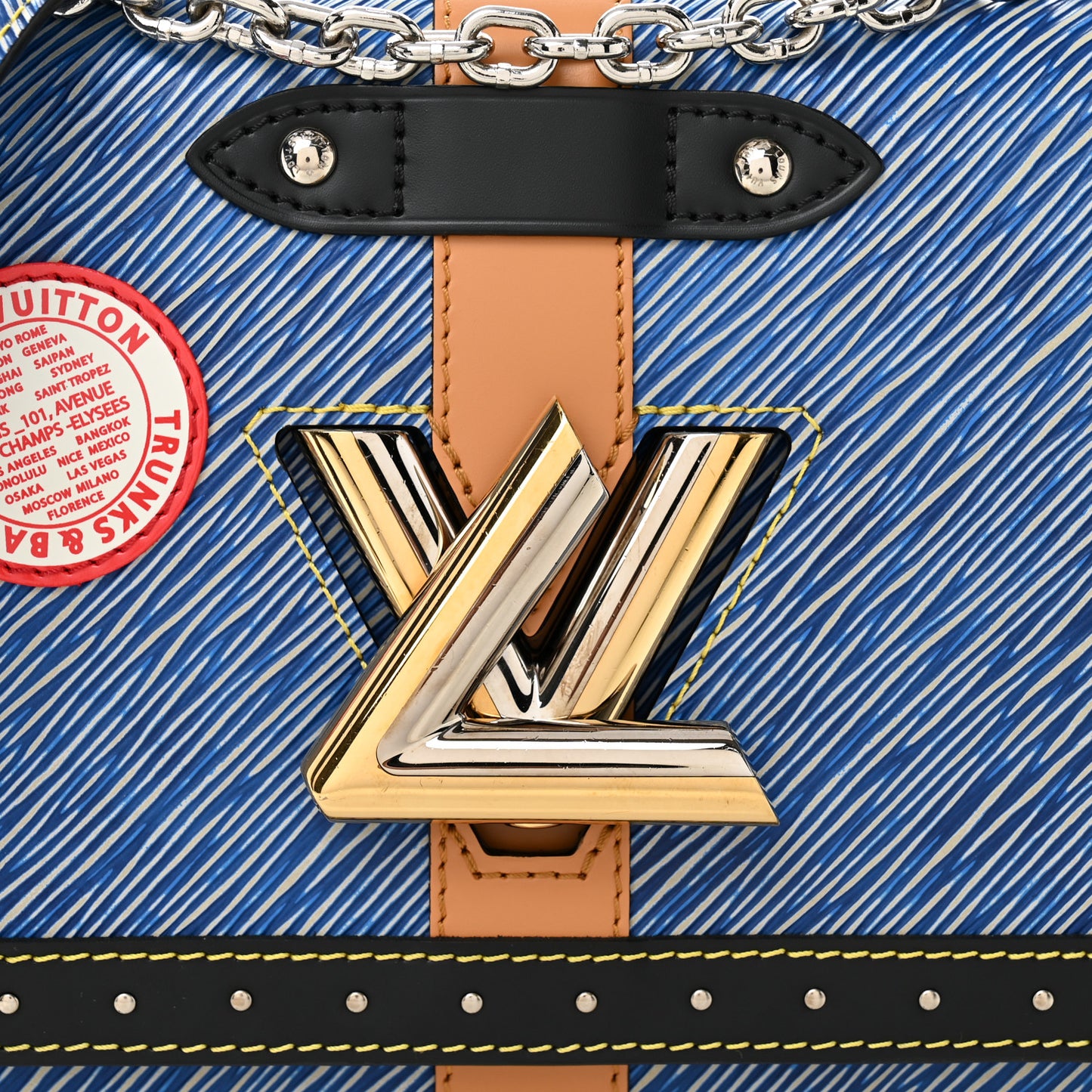 Epi Complice Trunks and Bags Twist Shoulder Bag MM Denim Light