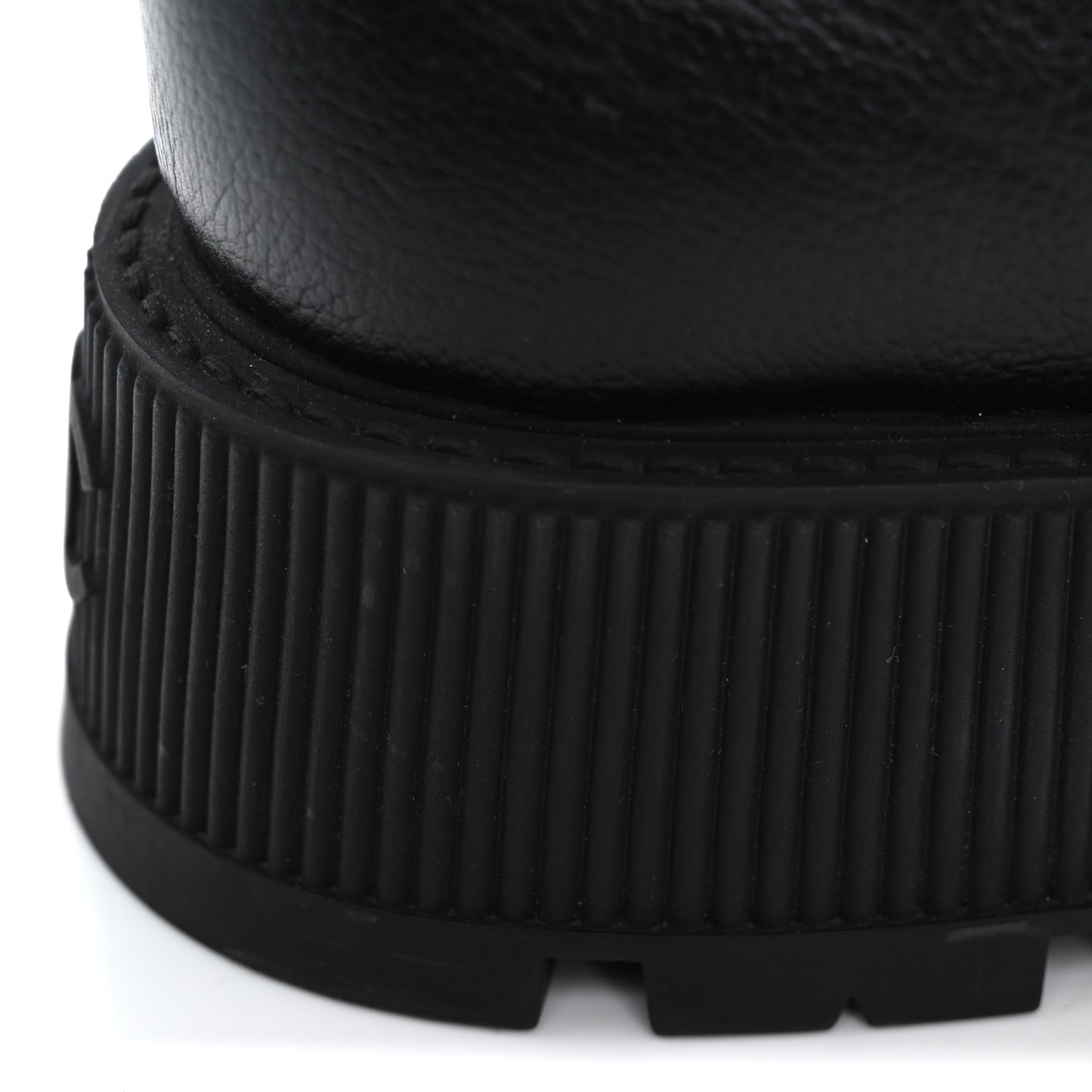 Grained Calfskin Shiny Calfskin CC Lace Up Combat Boots 40 Black