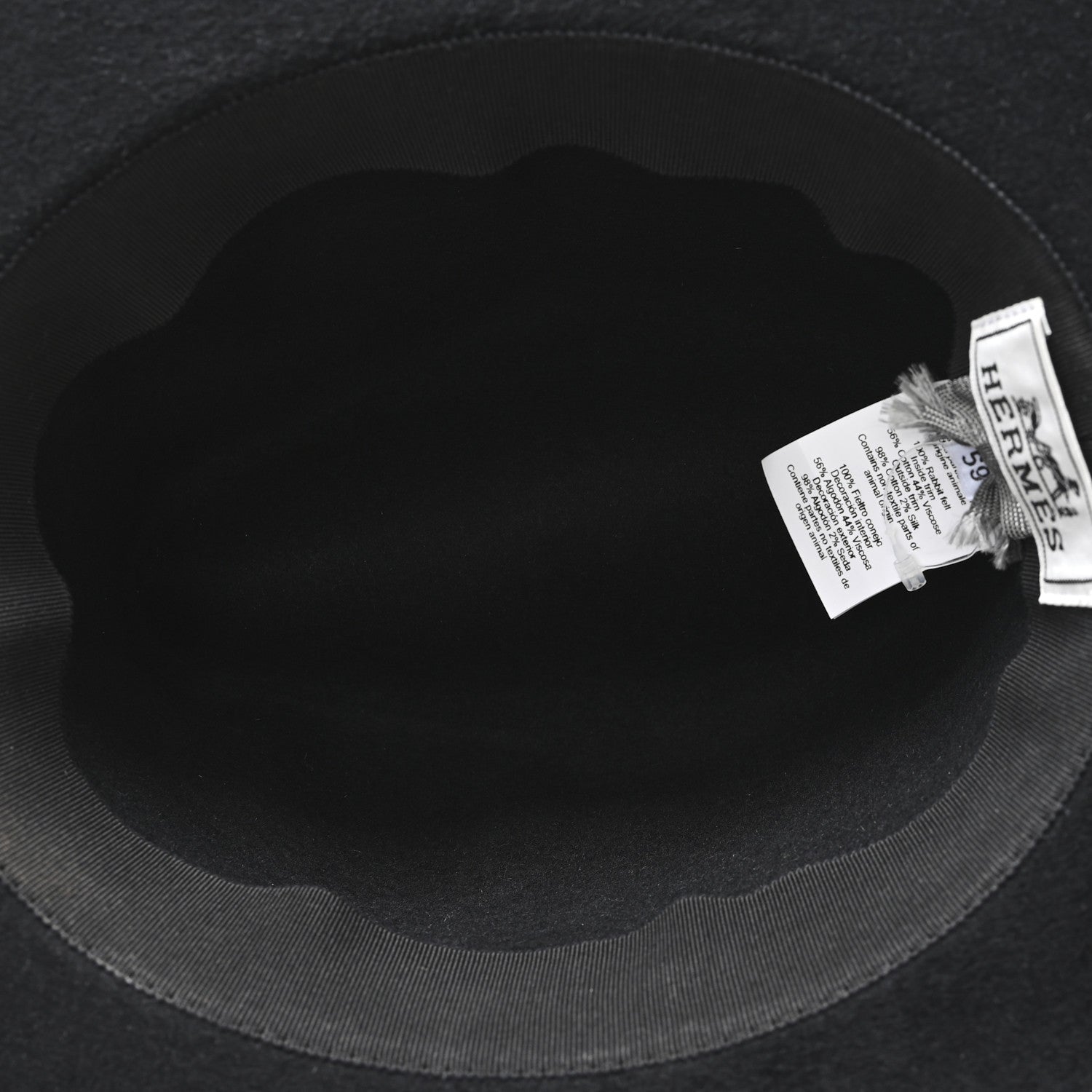 Hermes Rabbit Felt Faubourg Hat 59 Black 7 of 9