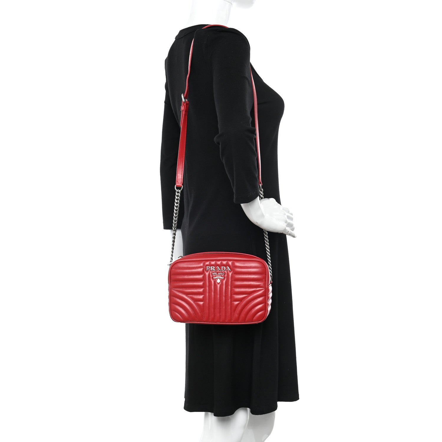 Prada Soft Calfskin Diagramme Camera Bag Rosso 2 of 9