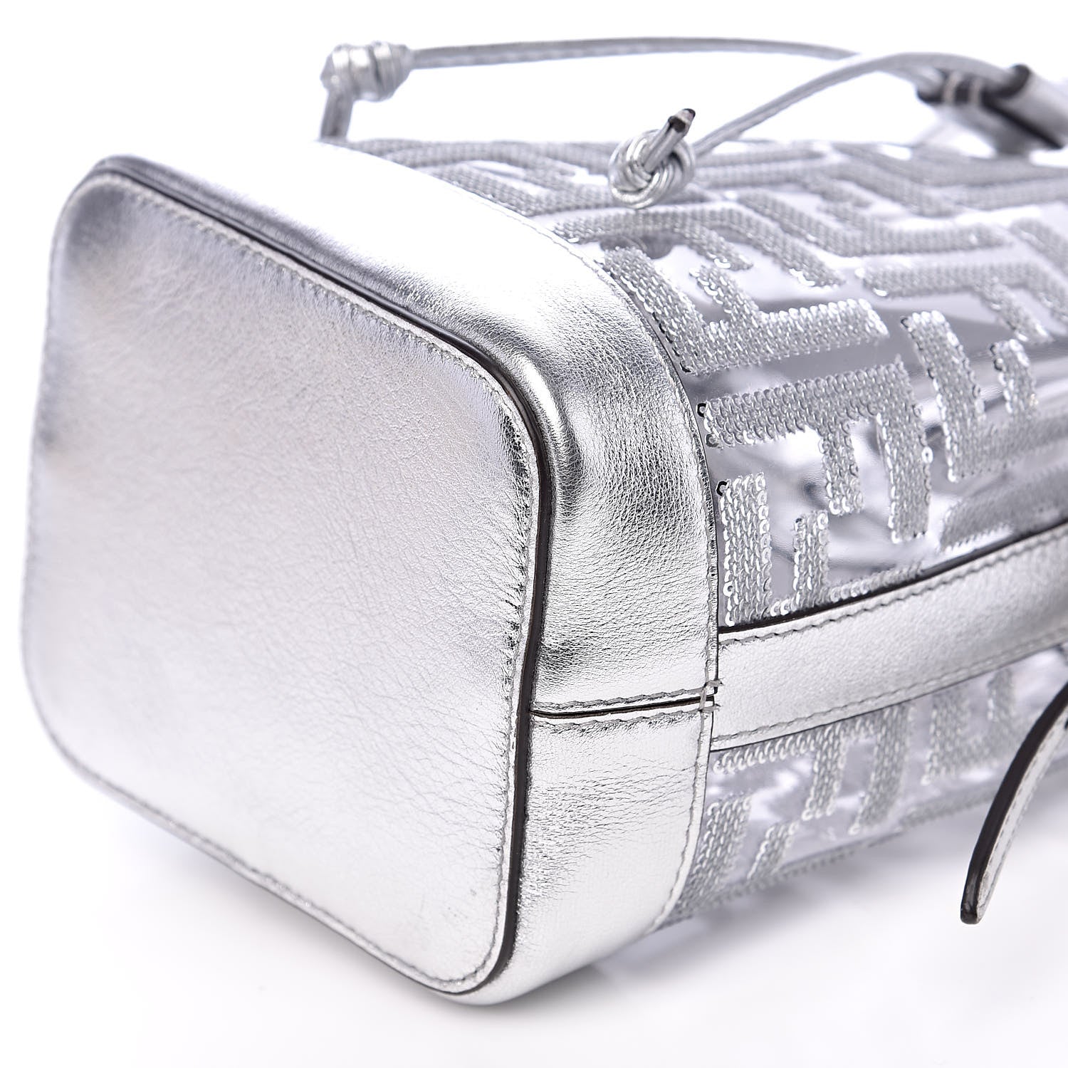 Fendi PVC Vitello Catalan Mirror Sequin F is Fendi FF Mini Mon Tresor Bucket Bag Argento 8 of 9