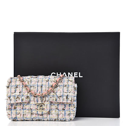 Chanel Tweed Quilted Mini Flap Blue Pink Gold 11 of 11