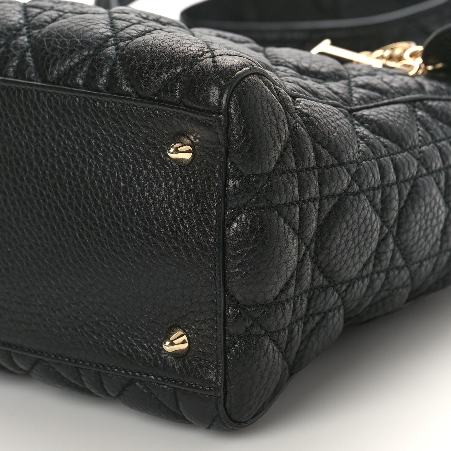 Grained Calfskin Cannage Medium Supple Lady Dior Black