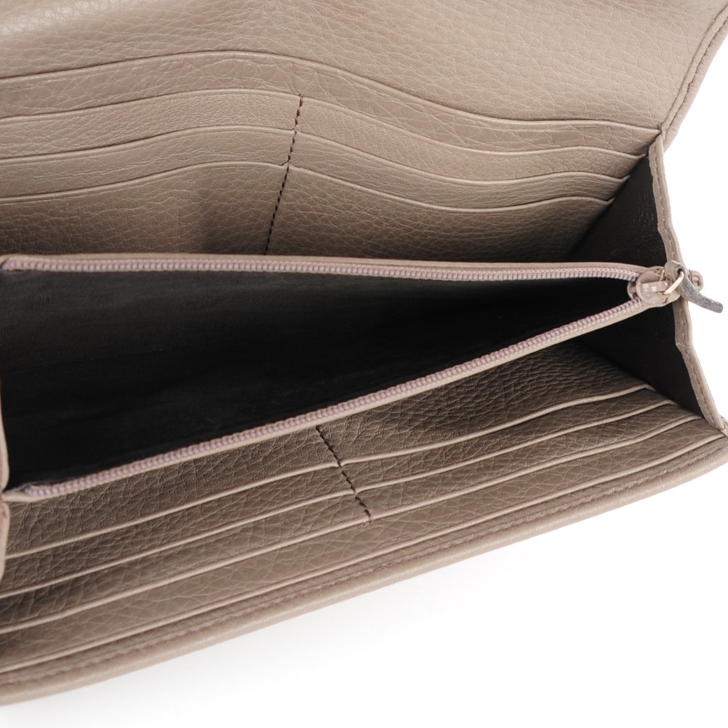 Pebbled Calfskin Soho Continental Wallet Taupe