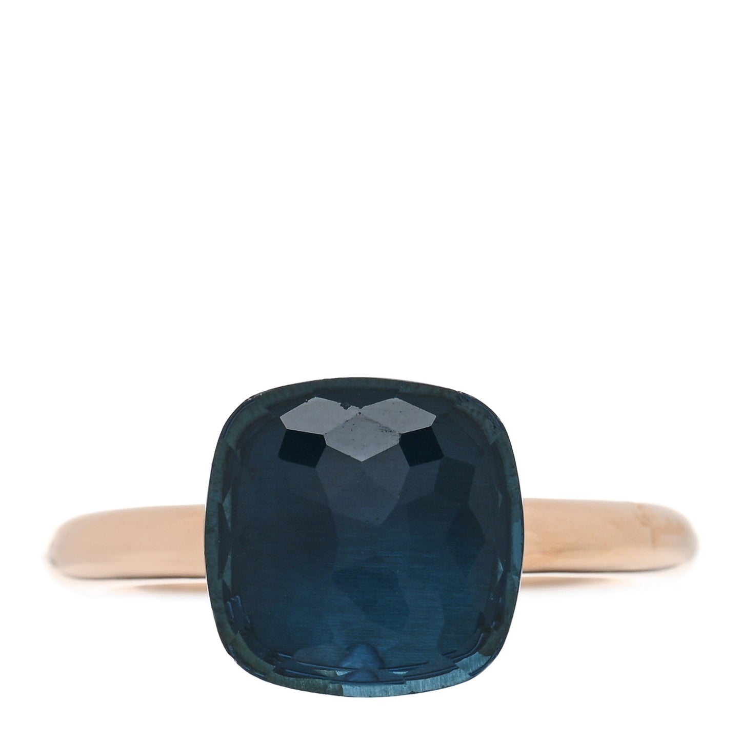 18K Rose Gold London Blue Topaz Classic Nudo Ring 52 6