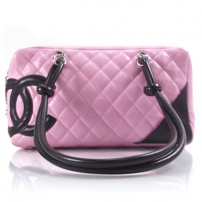 Chanel Calfskin Quilted Large Cambon Bowler Pink Black 1 of 12