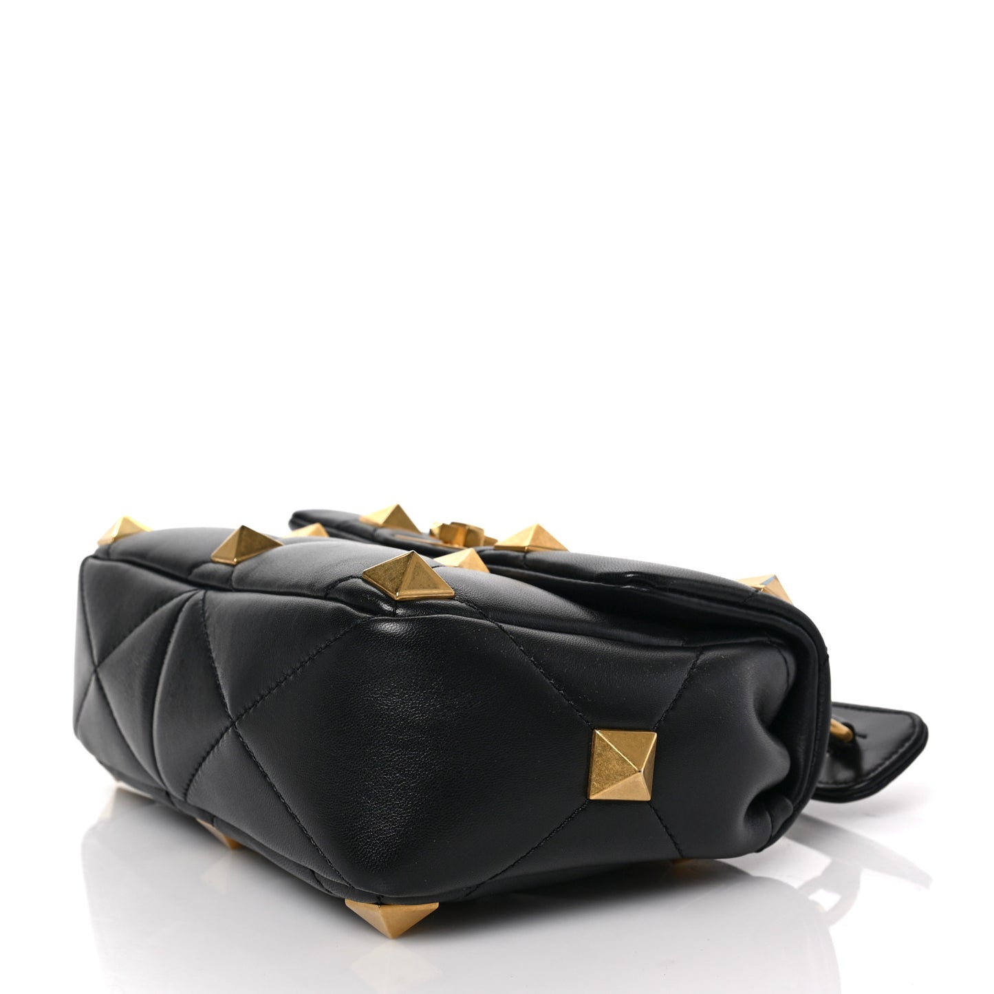 Nappa Medium Roman Stud Shoulder Bag Black