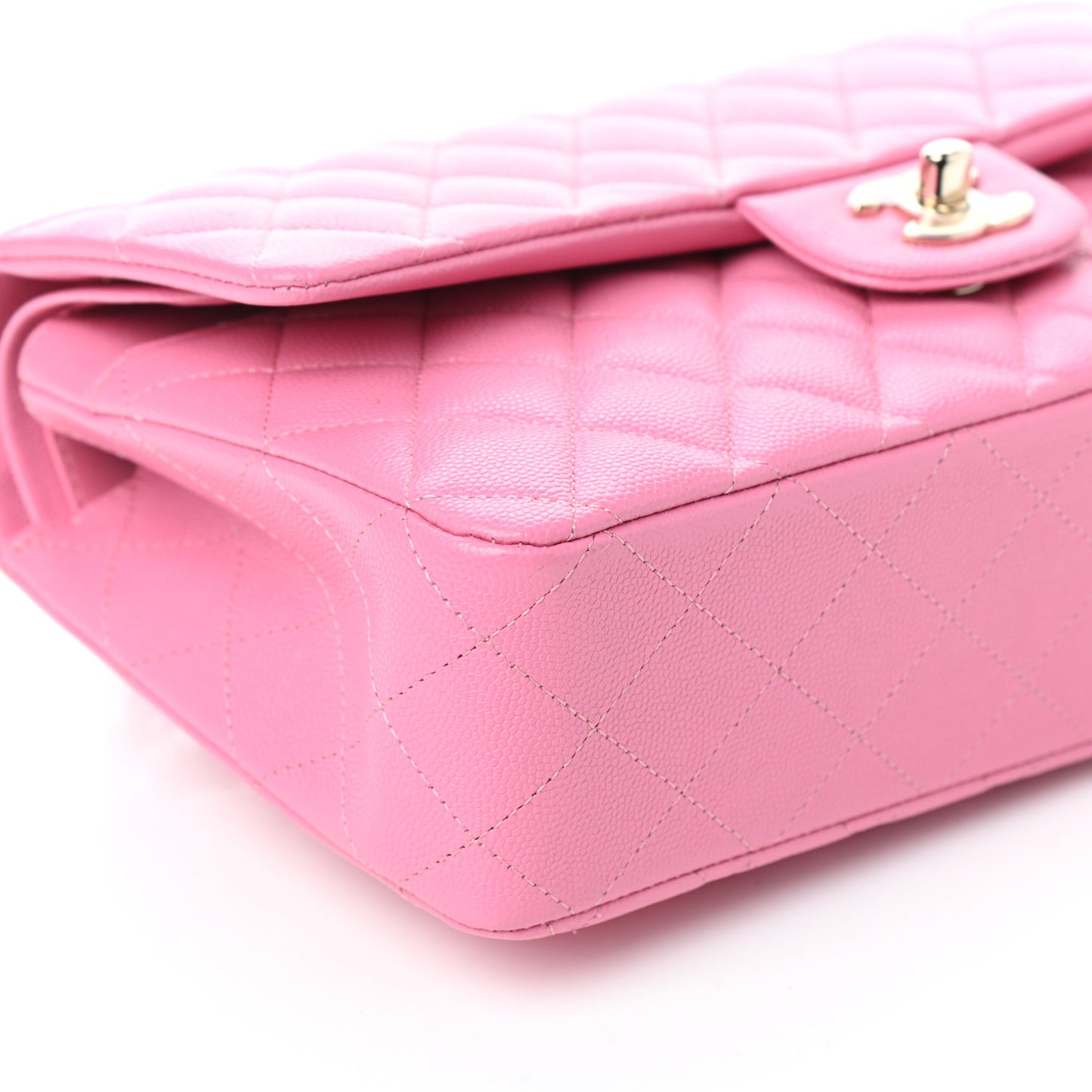 Caviar Quilted Medium Double Flap Pink
