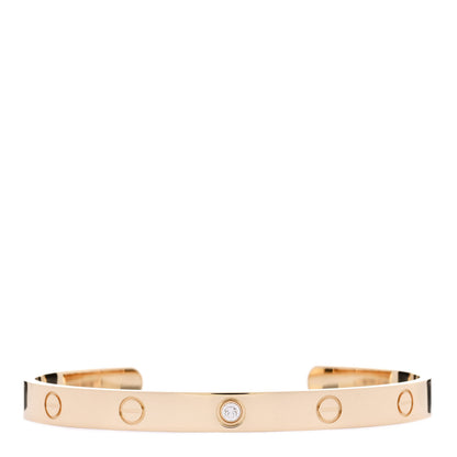 Cartier 18K Yellow Gold 1 Diamond LOVE Cuff Bracelet 19 1 of 4