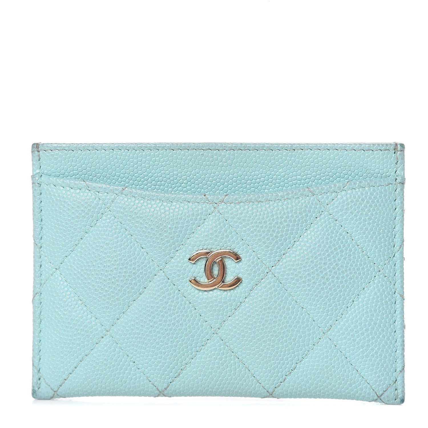 Chanel Caviar Quilted Card Holder Light Blue 1 of 20