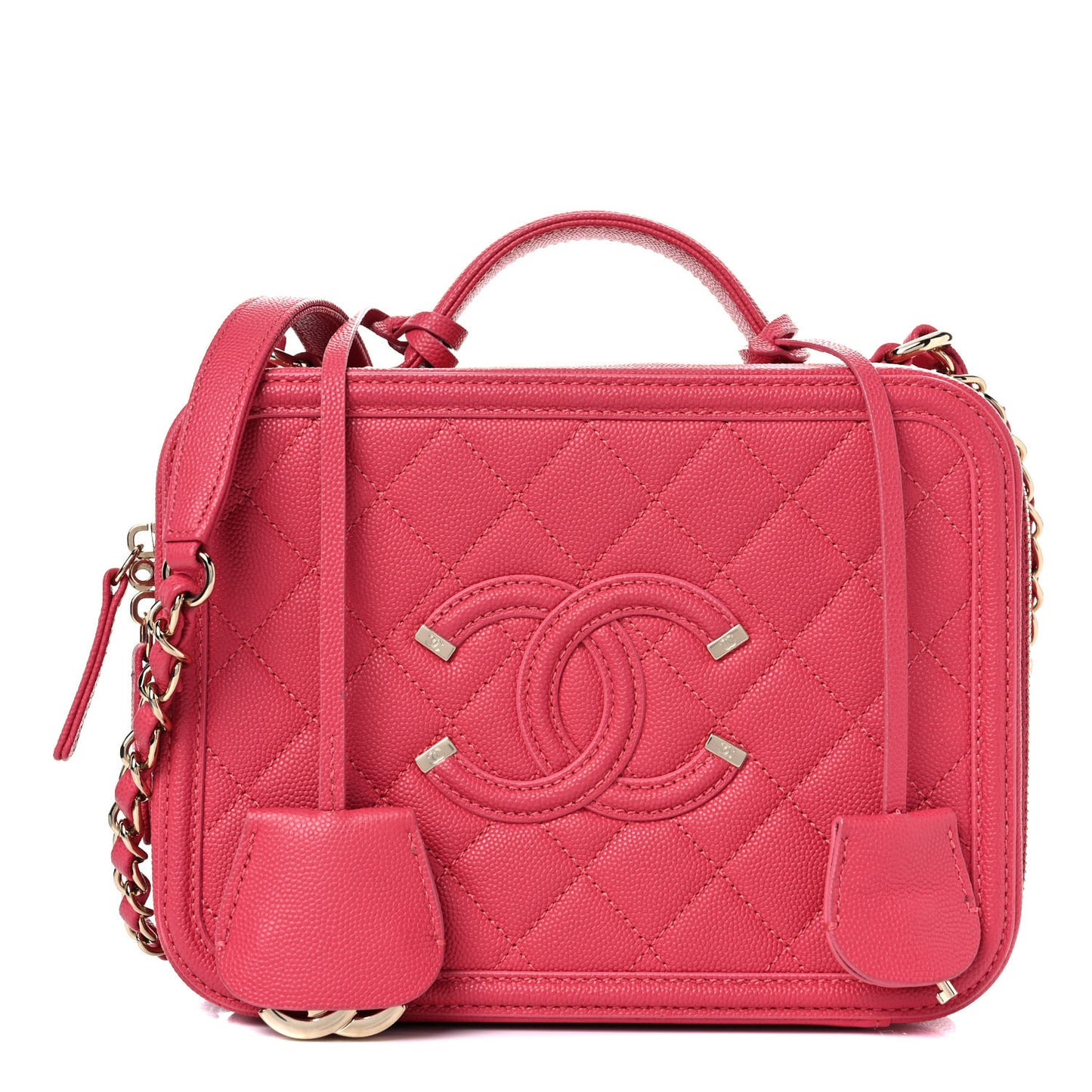Caviar Quilted Medium CC Filigree Vanity Case Pink